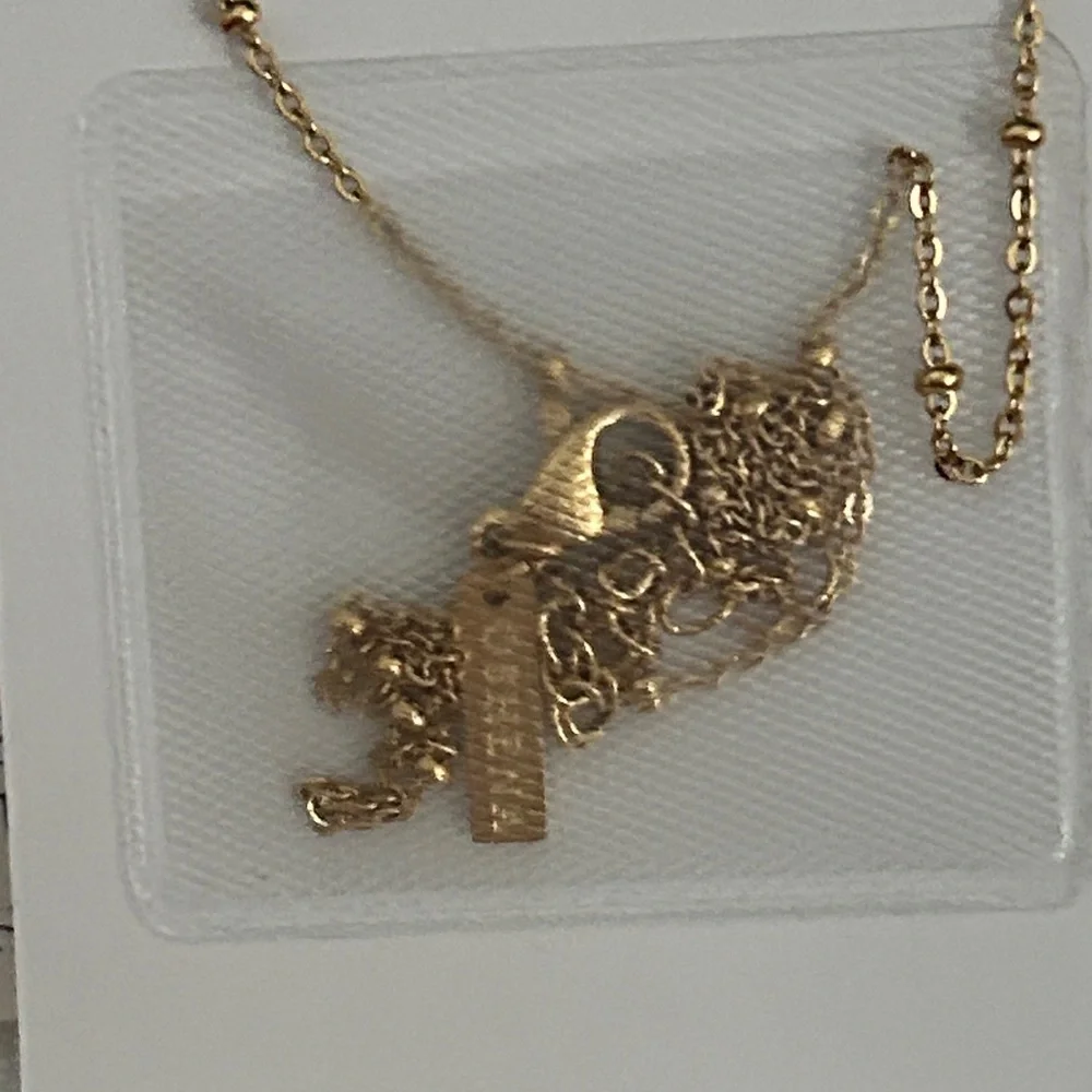 Oshena Designer‎ Beachwear Gold and Black check Heart Necklace